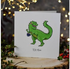 Tea Rex Greetings Card