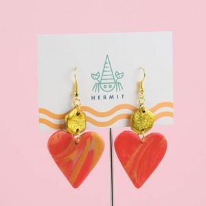Heart dangle earrings handmade by Teabird Rhea
